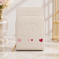 Cream Quilted Mobile Crossbody Wallet – model view