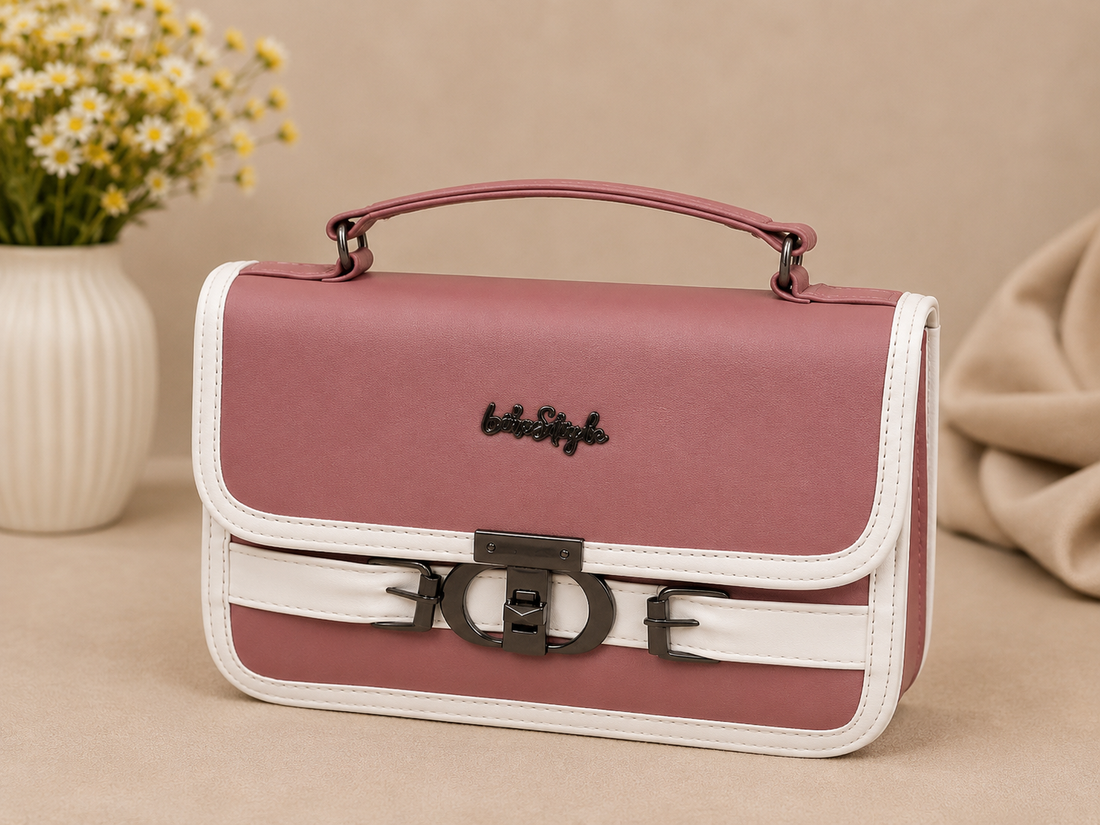Pink White Handbag – model view