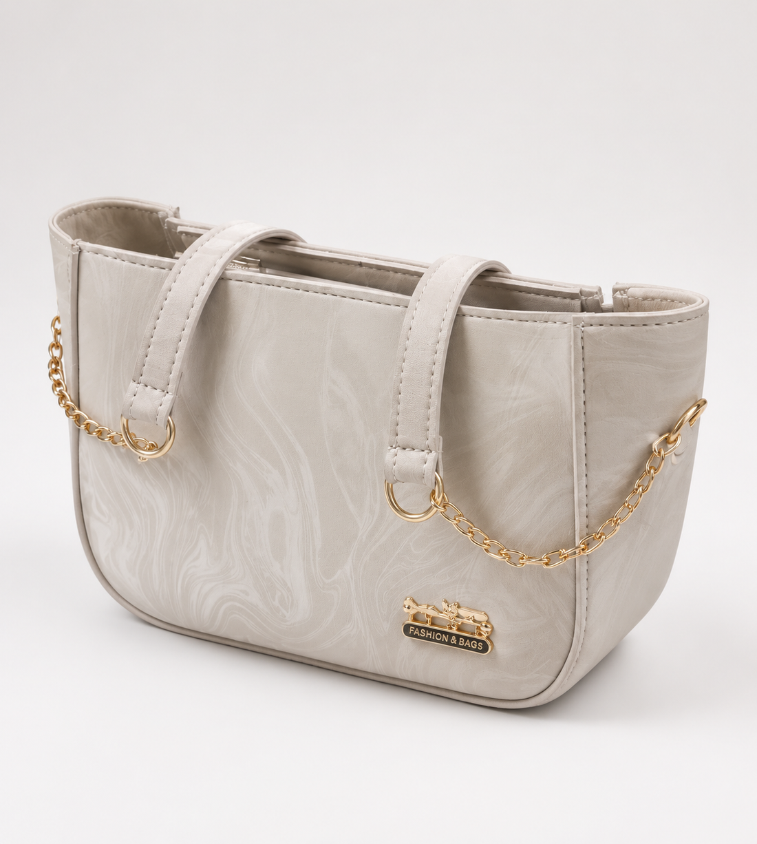 Pearl White Marble Tote Bag – model view