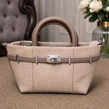 Beige Monogram Canvas Tote – front view