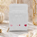 White Quilted Mobile Crossbody Wallet – model view