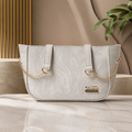 Pearl White Marble Tote Bag – model view