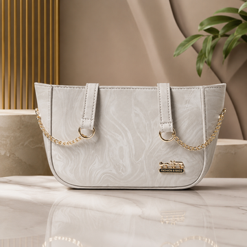 Pearl White Marble Tote Bag – model view