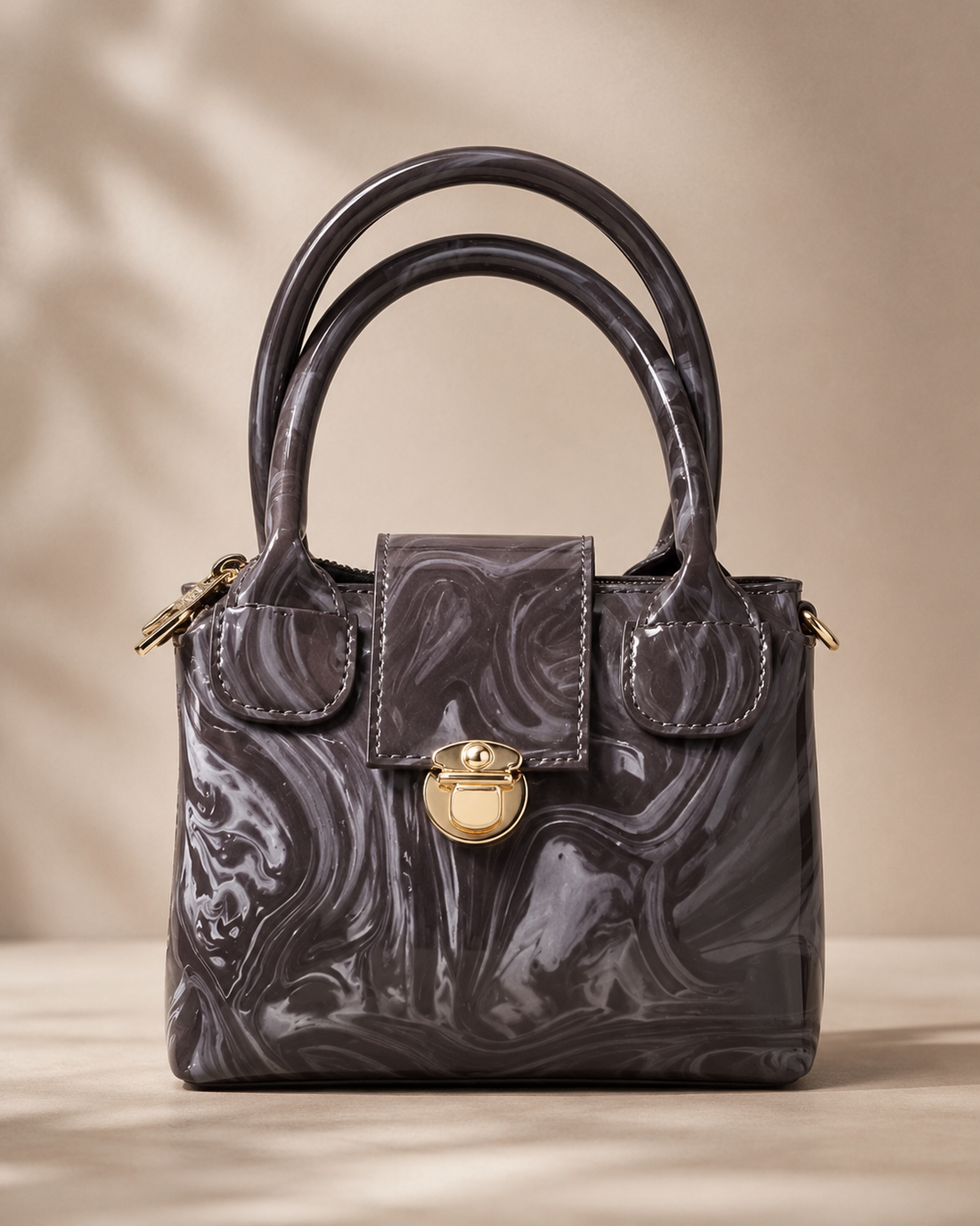 Dark Grey Marble Mini Handbag – model view