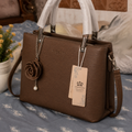 Brown Rose Charm Structured Handbag - Side View