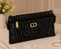 Black Glitter Zebra Crossbody Clutch - Front View