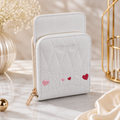 White Quilted Mobile Crossbody Wallet – front view