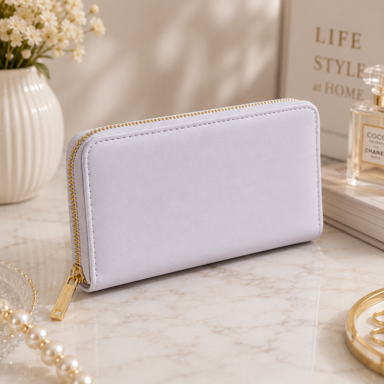 Lavender Zip-Around Wallet – front view