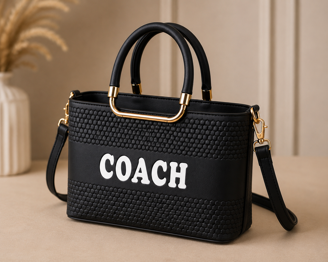 Coach Style Black Handbag – front view