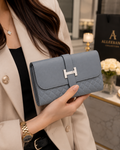Steel Blue H-Clasp Wallet – flat view