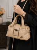 Cream Boston Buckle Top Handle Handbag - Model View