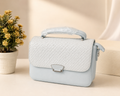 Light Blue Woven Top Handle Bag - Side View
