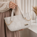 Pearl White Marble Tote Bag – side view