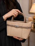 Beige Monogram Canvas Tote – model view