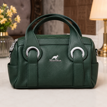 Forest Green Boston Mini Handbag – model view