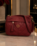 Maroon quilted crossbody bag product shot