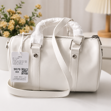 White Mini Boston Shoulder Bag