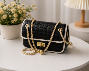 Black Quilted Chain Shoulder Bag