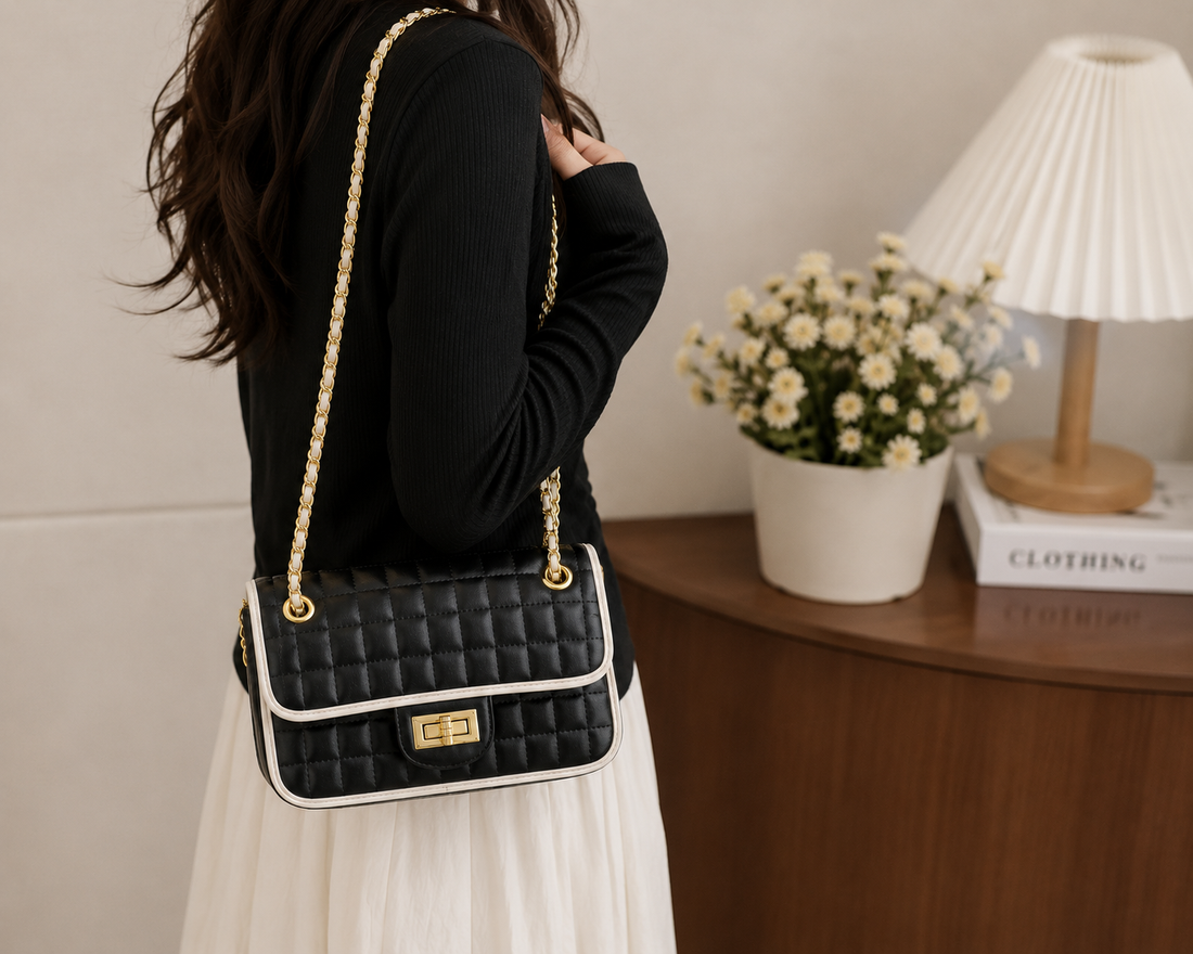 Black Quilted Chain Shoulder Bag