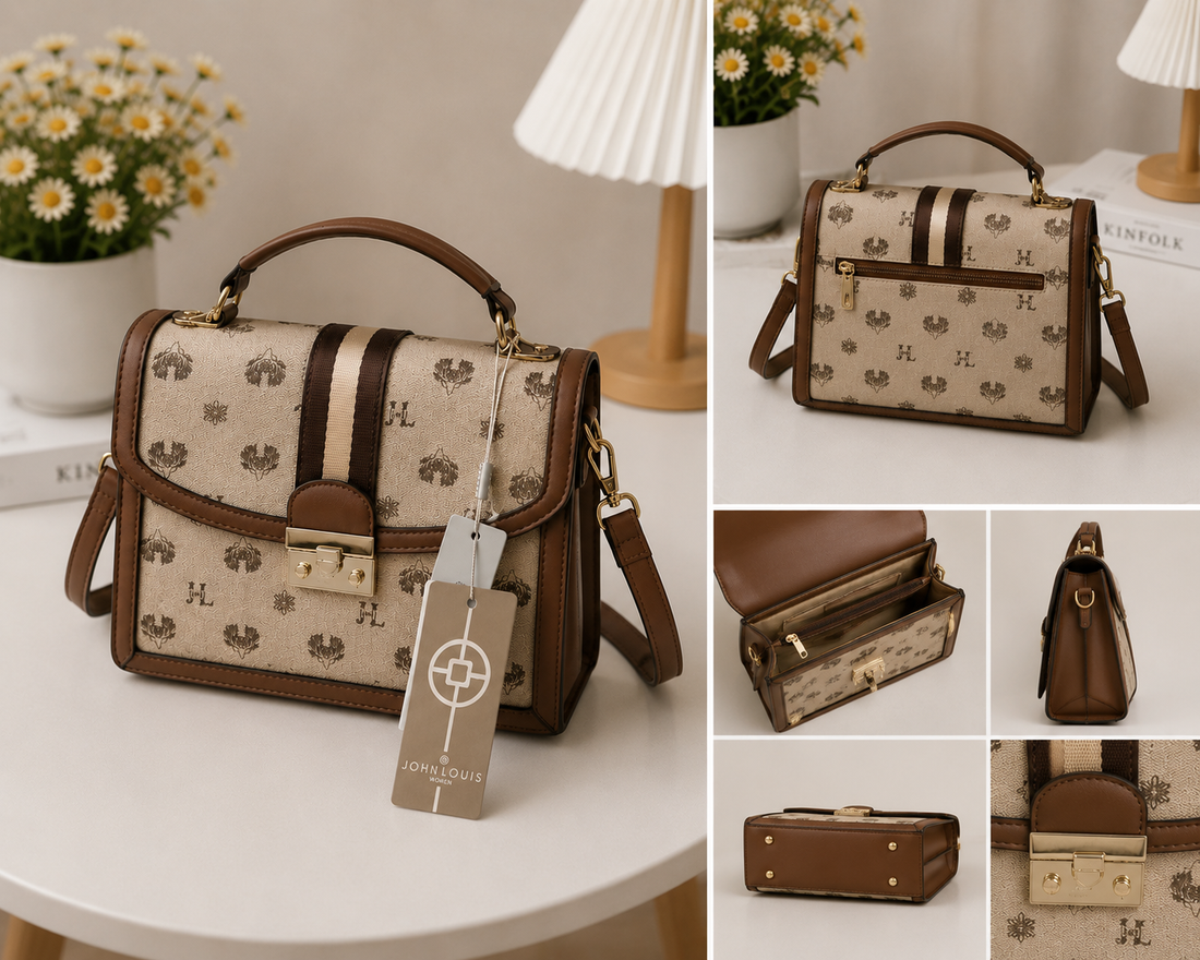 John Louis Monogram Print Satchel Bag