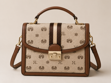 John Louis Monogram Print Satchel Bag