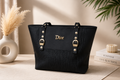 Dior Black Studded Tote Bag - side angle view