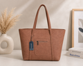 Nautica Tan Tote Bag - side angle view