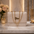 Dior Silver Glitter Chain Bag - close up detail