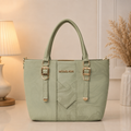 Mint green MK buckle handbag front view