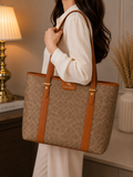 Lancowang monogram tote bag worn on shoulder
