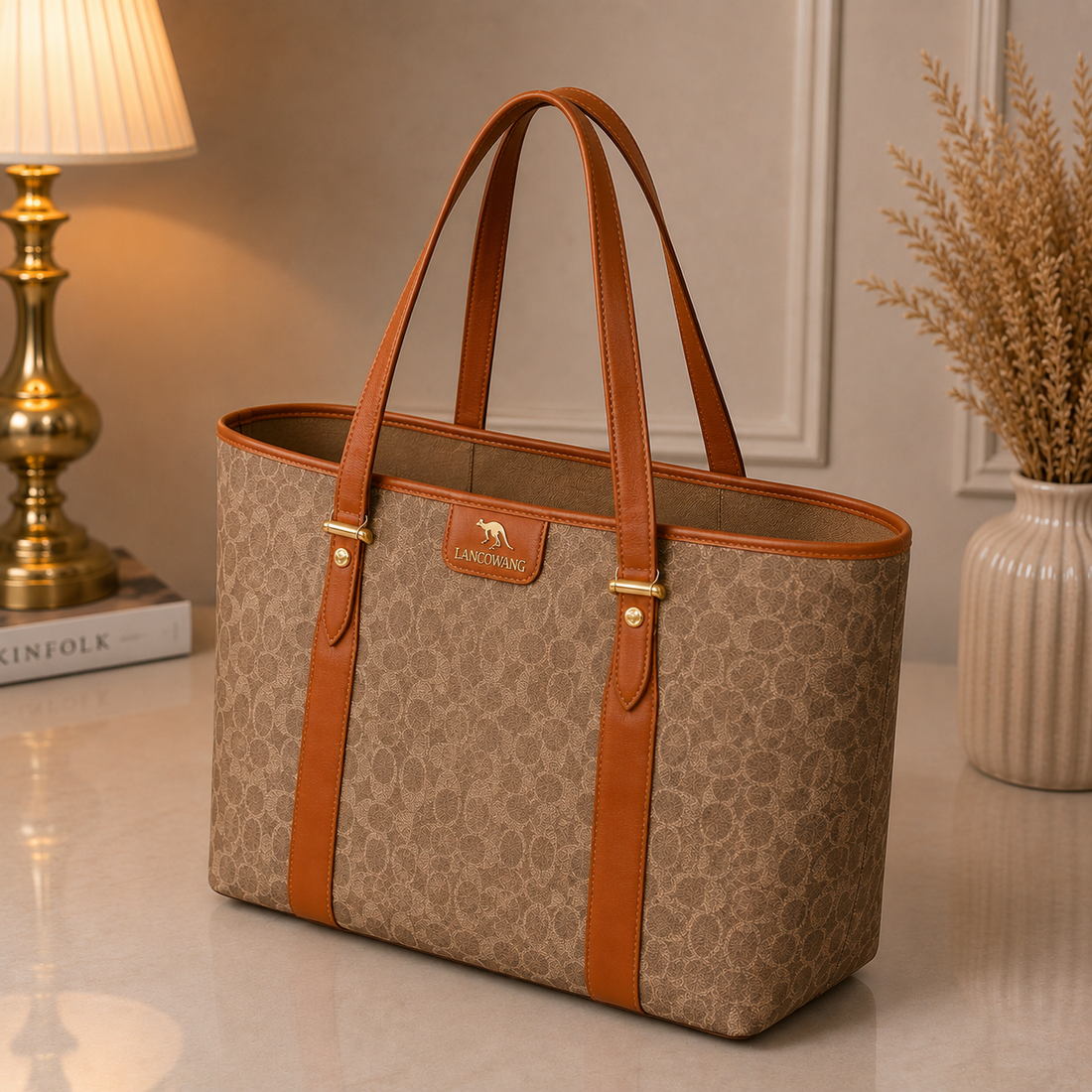 Lancowang monogram tote bag front view