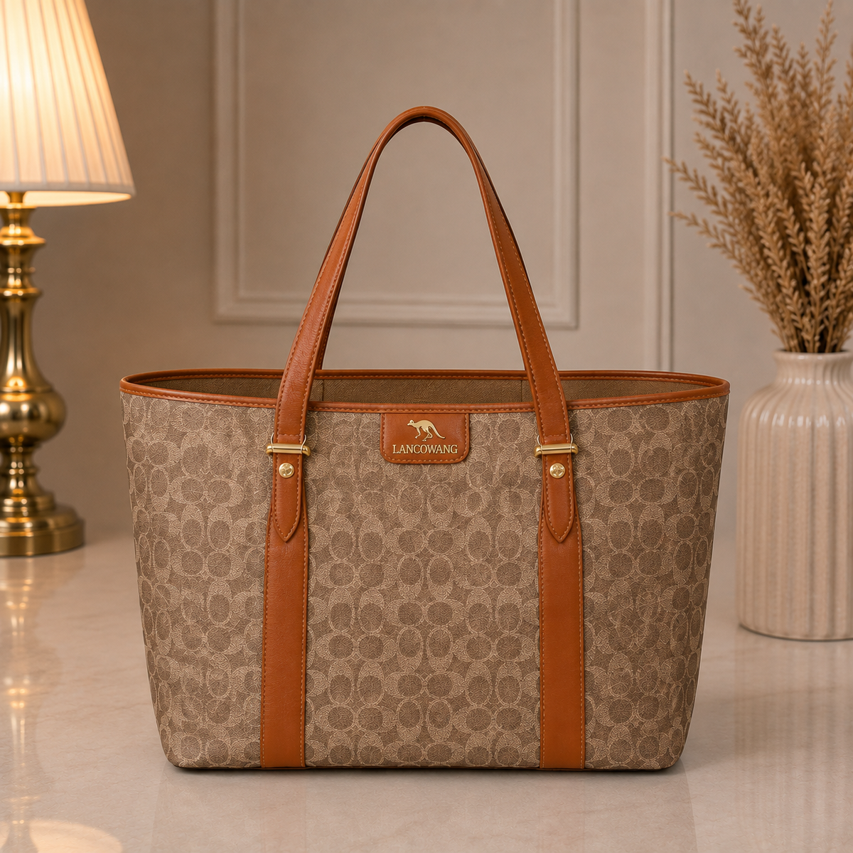 Lancowang monogram tote bag front view